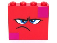 LEGO part Brick 1 x 4 x 3 with Dark Azure Eyes, Furrowed Eyebrows, Frown and Magenta Squares on Two Corners Pattern (Queen Watevra Wa'Nabi Face) 49311pb002