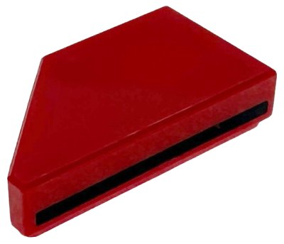 LEGO part Tile, Modified 1 x 2 Wedge Right with Black Line Pattern (5092pb024)