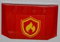 LEGO part Wedge 4 x 6 x 2/3 Triple Curved with Yellow and Red Fire Logo Badge Pattern (Sticker) - Set 4208 52031pb053