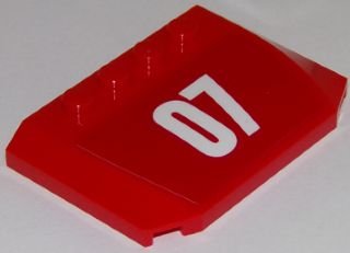 LEGO part Wedge 4 x 6 x 2/3 Triple Curved with White '07' on Red Background Pattern (Sticker) - Set 60107 (52031pb097)