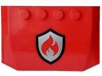 LEGO part Wedge 4 x 6 x 2/3 Triple Curved with Black and Silver Fire Logo Badge Pattern 52031pb189