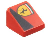 LEGO part Slope 30 1 x 1 x 2/3 with Ferrari Logo and Black Triangle Pattern Model Right Side 54200pb126R