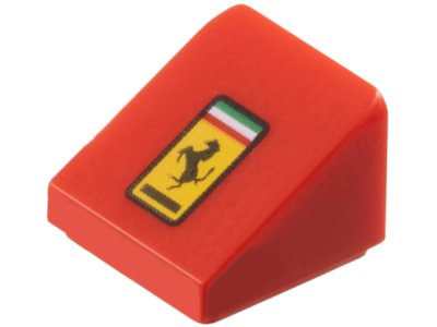 LEGO part Slope 30 1 x 1 x 2/3 with Ferrari Logo Pattern (54200pb127)
