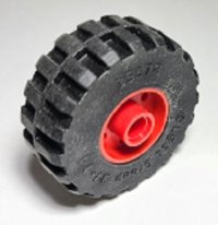 LEGO part Wheel 18mm D. x 14mm with Pin Hole, Fake Bolts and Shallow Spokes with Black Tire 37 x 14 (55981 / 35578) 55981c07