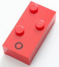 LEGO part Brick, Braille 2 x 4 with 3 Studs with Black Capital Letter O Pattern (dots-135 ⠕) 60229pb01