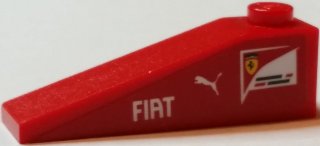 LEGO part Slope 18 4 x 1 with 'FIAT' and Puma and Scuderia Ferrari Logos Pattern on Both Sides (Stickers) - Set 75913 (60477pb010)