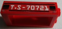 LEGO part Window 1 x 2 x 3 Flat Front with 'T.S-70721' and Two Nails Pattern Model Left Side (Sticker) - Set 70721 60593pb001L