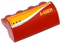 LEGO part Slope, Curved 2 x 4 x 1 1/3 with 4 Recessed Studs with Hatch and 'A-60019' Pattern Model Left Side (Sticker) - Set 60019 6081pb014L