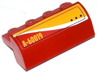 LEGO part Slope, Curved 2 x 4 x 1 1/3 with 4 Recessed Studs with Hatch and 'A-60019' Pattern Model Right Side (Sticker) - Set 60019 (6081pb014R)