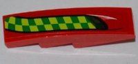 LEGO part Slope, Curved 4 x 1 with Lime and Green Checkered Stripe Pattern Model Left Side (Sticker) - Set 7967 61678pb027L