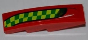 LEGO part Slope, Curved 4 x 1 with Lime and Green Checkered Stripe Pattern Model Right Side (Sticker) - Set 7967 (61678pb027R)
