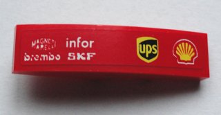 LEGO part Slope, Curved 4 x 1 with 'MAGNETI MARELLI', 'brembo', 'infor', 'SKF' and ups and Shell Logos Pattern Model Right Side (Sticker) - Set 75913 (61678pb098R)