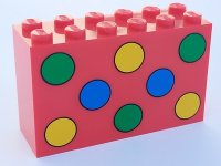 LEGO part Brick 2 x 6 x 3 with Green, Yellow and Blue Dots Pattern 6213p02