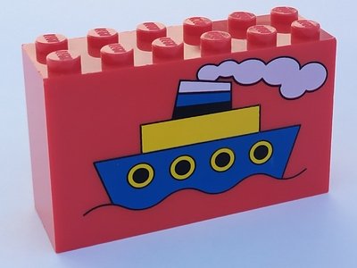 LEGO part Brick 2 x 6 x 3 with Boat Pattern (6213pb05)