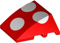 LEGO onderdeel Wedge 4 x 3 Triple Curved No Studs with Three White Polka Dots Pattern 64225pb038