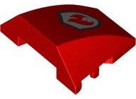 LEGO part Wedge 4 x 3 Triple Curved No Studs with Black and Silver Fire Logo Badge Pattern 64225pb072