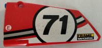 LEGO part Technic, Panel Fairing #17 Large Smooth, Side A with Number 71 and 'FRAME WORK' Pattern (Sticker) - Set 42000 64392pb023