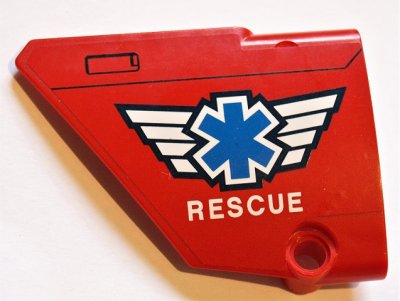 LEGO part Technic, Panel Fairing #13 Large Short Smooth, Side A with EMT Star of Life and 'RESCUE' Pattern (Sticker) - Set 8068 (64394pb016)