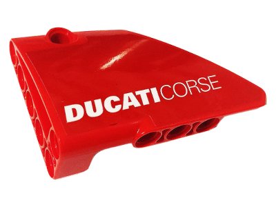 LEGO part Technic, Panel Fairing #13 Large Short Smooth, Side A with White 'DUCATICORSE' Pattern (Sticker) - Set 42107 (64394pb027)