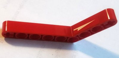 LEGO part Technic, Liftarm, Modified Bent Thick 1 x 9 (6 - 4) with White Arrow Pattern Model Right Side (Sticker) - Set 42089 (6629pb034R)