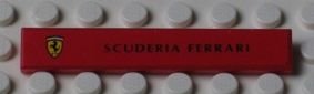 LEGO part Tile 1 x 6 with Ferrari Logo Left and 'SCUDERIA FERRARI' Pattern (Sticker) - Set 8654 (6636pb083)