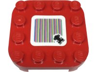 LEGO part Plate, Modified 4 x 4 with Rounded Corners and 4 Feet with Super Mario Scanner Code Throne Pattern (Sticker) - Set 71435 66792pb013