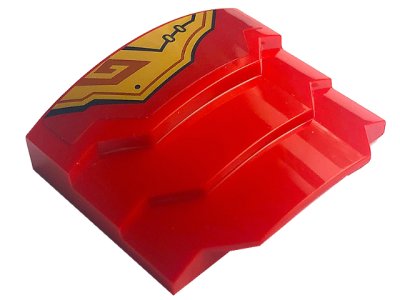 LEGO part Wedge 4 x 3 Stepped No Studs with Black Line and Gold Armor Pattern Model Right Side (Sticker) - Set 71773 (66955pb003R)