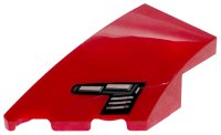 LEGO part Wedge 4 x 2 Left No Studs with Black, Dark Bluish Gray, and Silver Ferrari SF90 XX Stradale Headlight with White Highlights Pattern 6930pb009