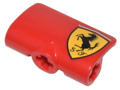 LEGO part Technic, Panel Curved 2 x 3 x 1 with Ferrari Logo Black Horse on Yellow Shield Pattern Model Left Side (71682pb005L)