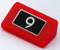 LEGO part Slope 30 1 x 2 x 2/3 with White '9' on Black Background Pattern (Sticker) - Set 10258 85984pb212