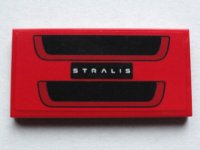 LEGO part Tile 2 x 4 with White 'STRALIS' and Black Grille Pattern (Sticker) - Set 75913 87079pb0392