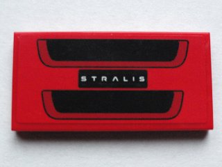LEGO part Tile 2 x 4 with White 'STRALIS' and Black Grille Pattern (Sticker) - Set 75913 (87079pb0392)