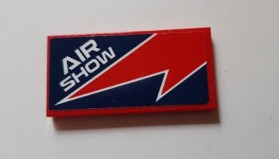 LEGO part Tile 2 x 4 with Red Lightning and 'AIR SHOW' Pattern (Sticker) - Set 60177 (87079pb0738)