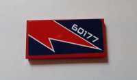 LEGO part Tile 2 x 4 with Red Lightning and '60177' Pattern (Sticker) - Set 60177 87079pb0739