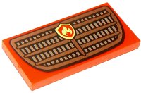LEGO part Tile 2 x 4 with Grille and Fire Logo Pattern 87079pb0826
