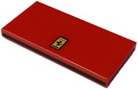 LEGO part Tile 2 x 4 with Ferrari Logo on Top and Black Stripe on Side Pattern 87079pb1449
