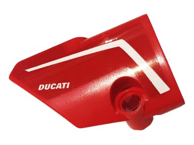 LEGO part Technic, Panel Fairing # 1 Small Smooth Short, Side A with White Stripe and 'DUCATI' Pattern (Sticker) - Set 42107 (87080pb059)