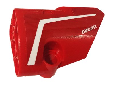 LEGO part Technic, Panel Fairing # 2 Small Smooth Short, Side B with White Stripe and 'DUCATI' Pattern (Sticker) - Set 42107 (87086pb059)