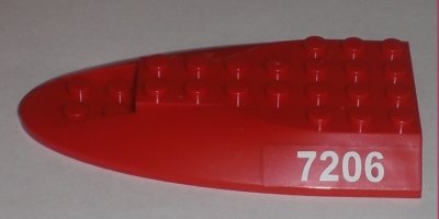 LEGO part Aircraft Fuselage Aft Section Curved Top 6 x 10 with '7206' Pattern on Both Sides (Stickers) - Set 7206 (87615pb01)