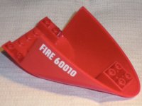 LEGO part Aircraft Fuselage Aft Section Curved Bottom 6 x 10 with White 'FIRE 60010' Pattern on Both Sides (Stickers) - Set 60010 87616pb008