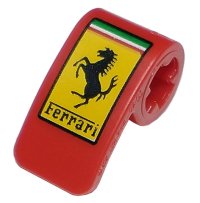 LEGO part Technic, Panel Curved 2 x 1 x 1 with Ferrari Logo, Black Horse on Yellow Rectangle Pattern 89679pb001