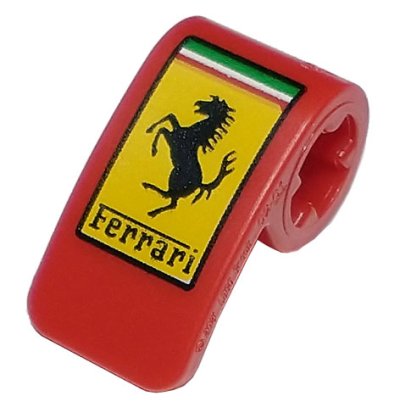 LEGO part Technic, Panel Curved 2 x 1 x 1 with Ferrari Logo, Black Horse on Yellow Rectangle Pattern (89679pb001)