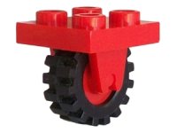 LEGO onderdeel Plate, Modified 2 x 2 with Wheel Holder Bottom with Red Wheel with Black Tire Offset Tread Small (8 / 3464c02) 8c02