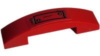 LEGO part Slope, Curved 4 x 1 x 2/3 Double with Red Metal Plate with 2 Silver Screws Pattern (Sticker) - Set 76054 93273pb172