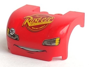 LEGO part Vehicle, Mudguard 3 x 4 x 1 2/3 Curved with Front with Headlights, Grille and 'Rust-eze' Pattern (93587pb01)