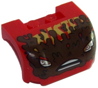 LEGO part Vehicle, Mudguard 3 x 4 x 1 2/3 Curved with Front with Headlights, Open Mouth Frown with Teeth and Mud Splotches Pattern (93587pb10)
