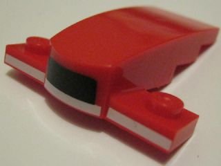 LEGO part Wedge 4 x 2 x 1 1/3 with 1 x 4 Base with Black and White Stripes Pattern (93589pb007)