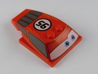 LEGO part Wedge 6 x 4 x 1 1/3 with 4 x 4 Base with Blue Eyes, Windows and '95' in White Circle Pattern 93591pb01