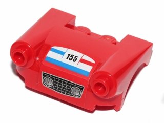 LEGO part Vehicle, Mudguard 3 x 4 with Grille, Headlights, Blue and Red Stripes and '155' Pattern (Stickers) - Set 30193 (93597pb005)