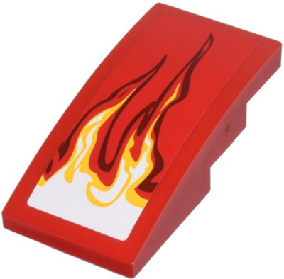 LEGO part Slope, Curved 4 x 2 with White and Yellow Flames Pattern Model Left Side (Sticker) - Set 9441 (93606pb004L)